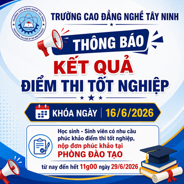 Công bố điểm thi tốt nghiệp Khóa ngày 16/6/2026